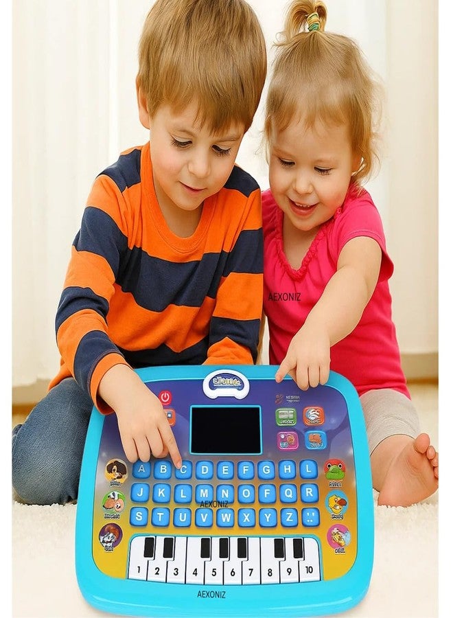 PULSBERY كمبيوتر محمول تعليمي للأطفال من بولسبري لتعليم اللغة الإنجليزية - كمبيوتر تعليمي للأطفال الصغار بتصميم كرتوني للأبجدية والأرقام، مزود بإضاءة وصوت، متعدد الألوان - Image 1